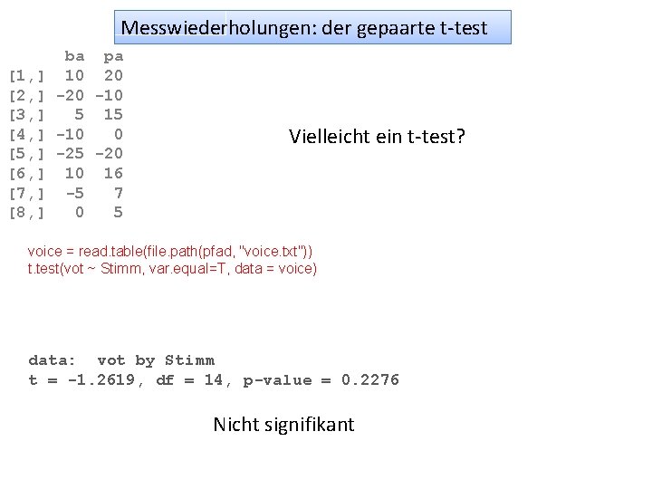 Messwiederholungen: der gepaarte t-test [1, ] [2, ] [3, ] [4, ] [5, ]