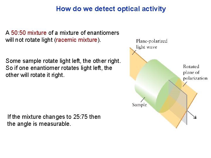 How do we detect optical activity A 50: 50 mixture of a mixture of