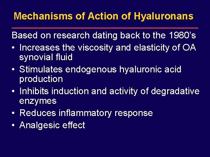 DRAFT for internal Sanofi-Synthelabo use only. Not for distribution. Mechanisms of Action of Hyaluronans