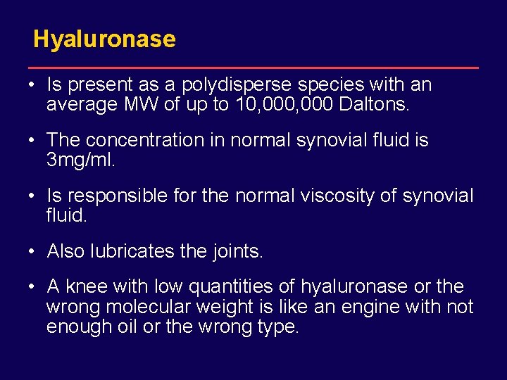 DRAFT for internal Sanofi-Synthelabo use only. Not for distribution. Hyaluronase • Is present as