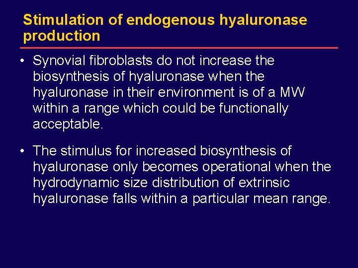 DRAFT for internal Sanofi-Synthelabo use only. Not for distribution. Stimulation of endogenous hyaluronase production