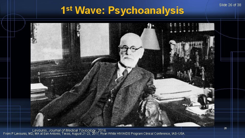 Slide 26 of 38 1 st Wave: Psychoanalysis Levounis, Journal of Medical Toxicology, 2016.