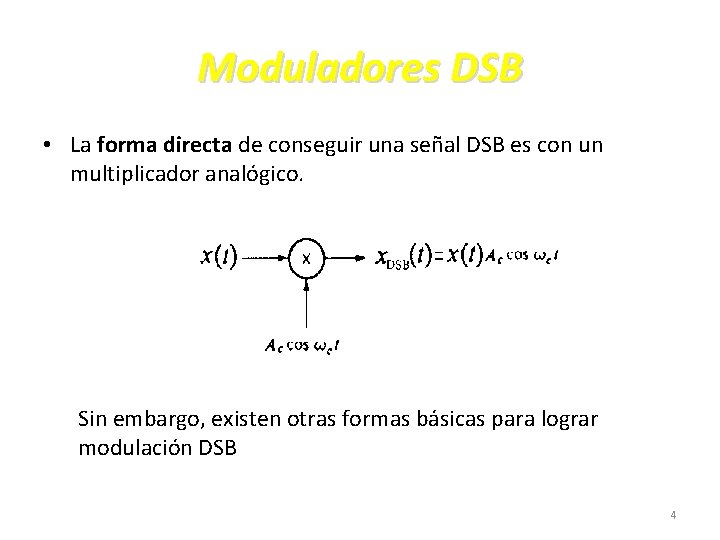 Moduladores DSB • La forma directa de conseguir una señal DSB es con un