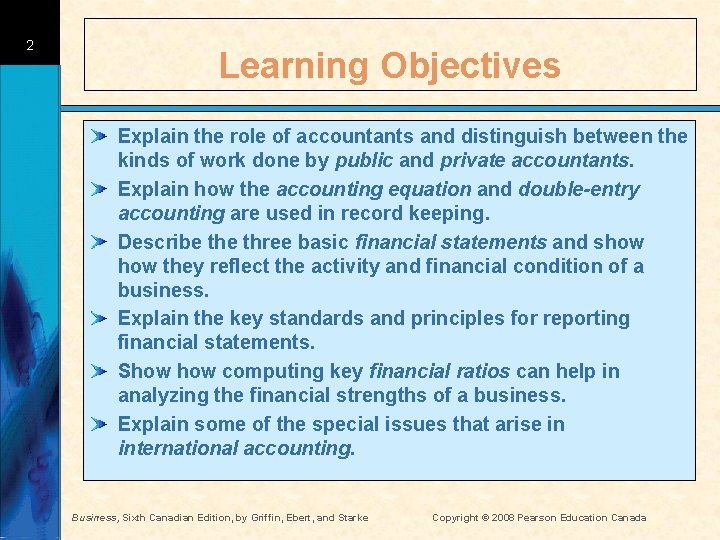 2 Learning Objectives Explain the role of accountants and distinguish between the kinds of