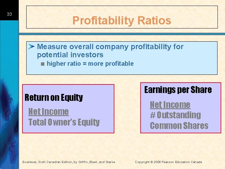 33 Profitability Ratios Measure overall company profitability for potential investors < higher ratio =