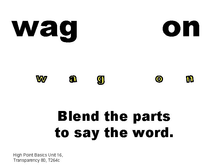 wag on Blend the parts to say the word. High Point Basics Unit 16,