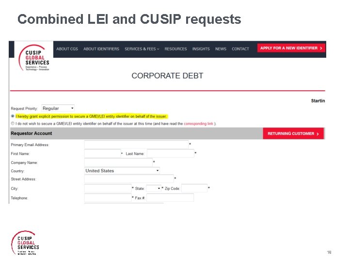Combined LEI and CUSIP requests 19 