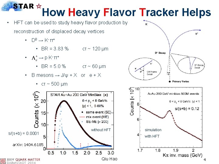 How Heavy Flavor Tracker Helps • HFT can be used to study heavy flavor