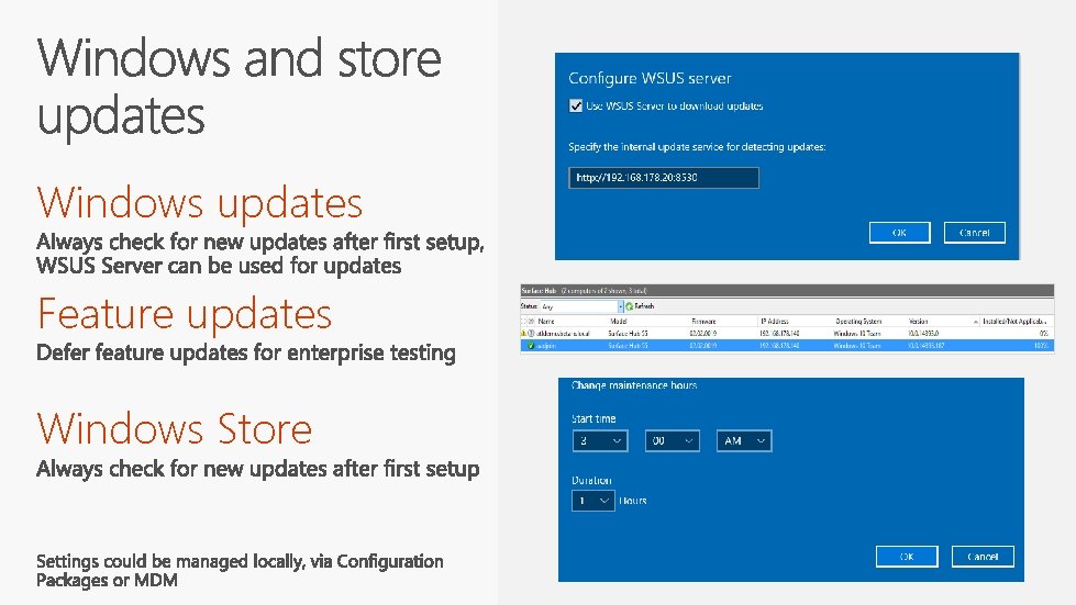 Windows updates Feature updates Windows Store 