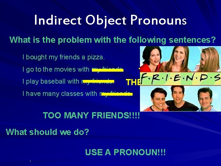 Indirect Object Pronouns What is the problem with the following sentences? I bought my