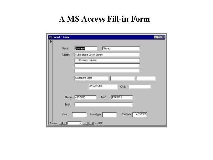 A MS Access Fill-in Form 