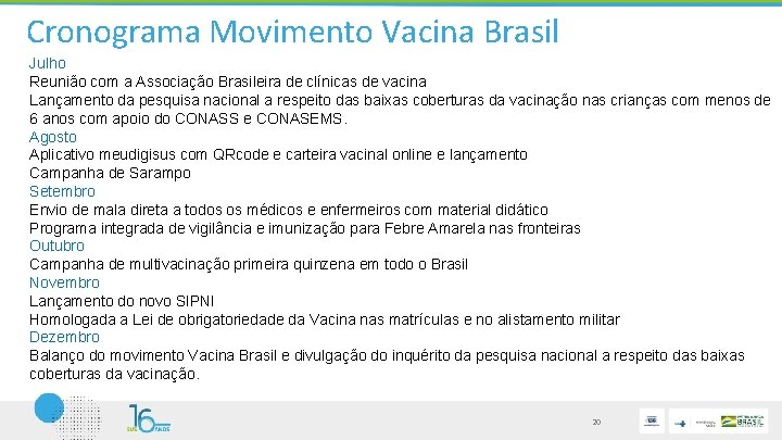 Cronograma Movimento Vacina Brasil Julho Reunião com a Associação Brasileira de clínicas de vacina