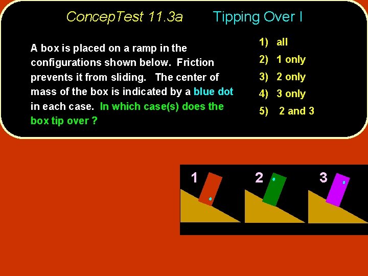 Concep. Test 11. 3 a Tipping Over I A box is placed on a