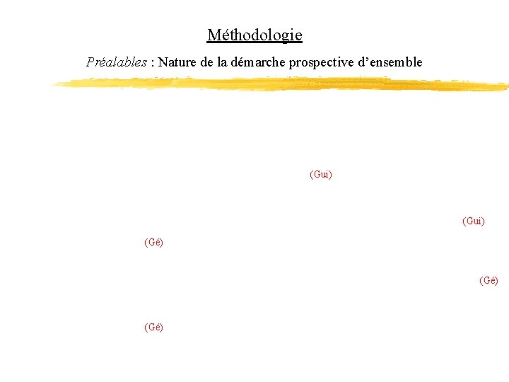 Méthodologie Préalables : Nature de la démarche prospective d’ensemble (Gui) (Gé) 