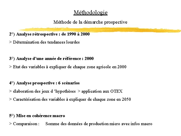 Méthodologie Méthode de la démarche prospective 2°) Analyse rétrospective : de 1990 à 2000
