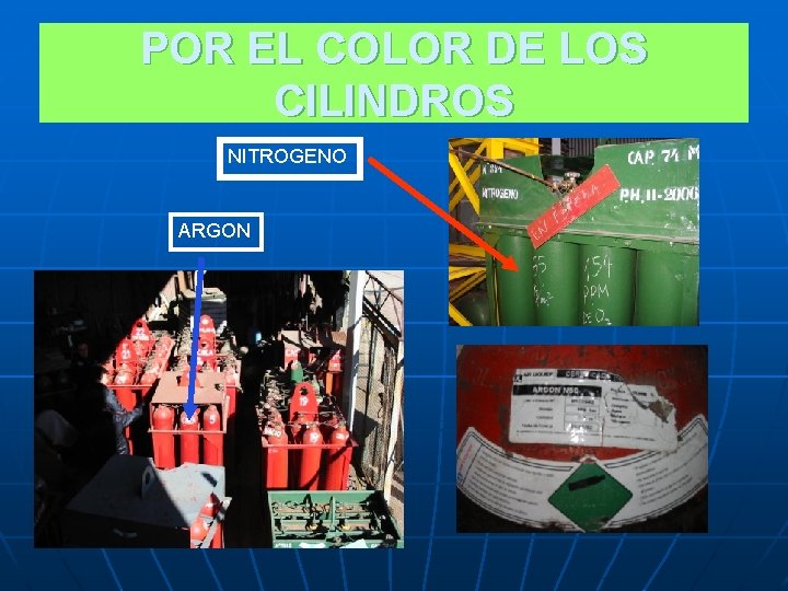 POR EL COLOR DE LOS CILINDROS NITROGENO ARGON 