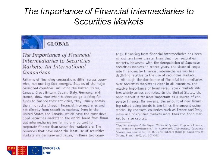 The Importance of Financial Intermediaries to Securities Markets 