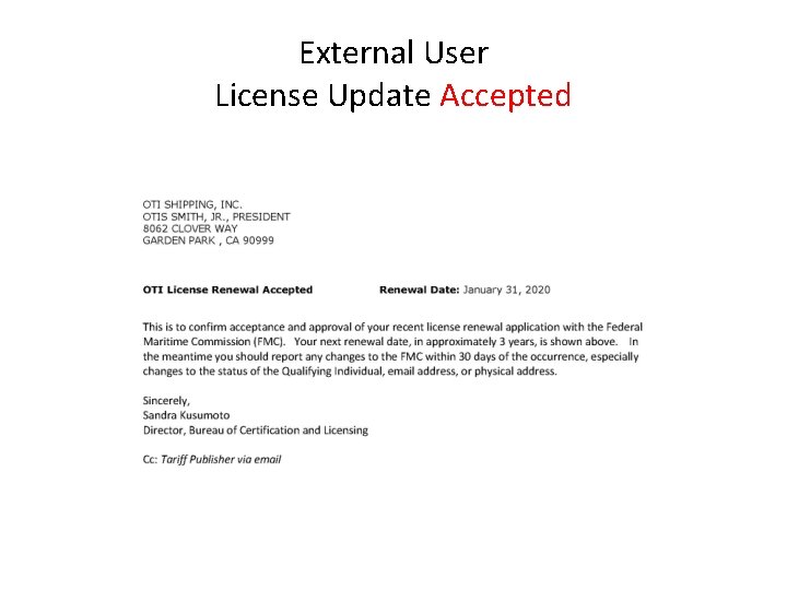 External User License Update Accepted 