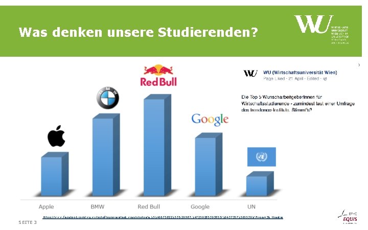 Was denken unsere Studierenden? https: //www. facebook. com/wu. wirtschaftsuniversitaet. wien/photos/a. 151406758221539. 26987. 147250285303853/1043735715655301/? type=3&