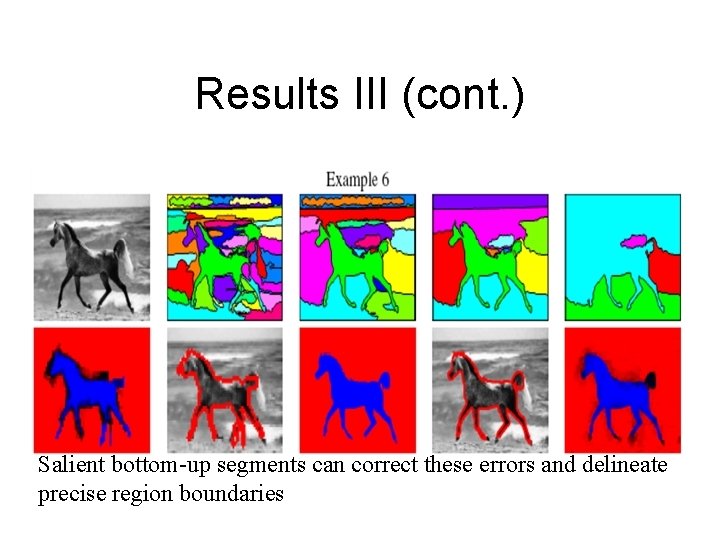 Results III (cont. ) Salient bottom-up segments can correct these errors and delineate precise