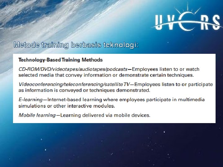 Metode training berbasis teknologi: 