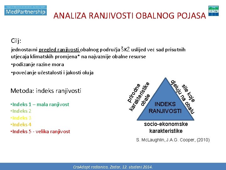 ANALIZA RANJIVOSTI OBALNOG POJASA Cilj: oje alu e k ob sil na uju •