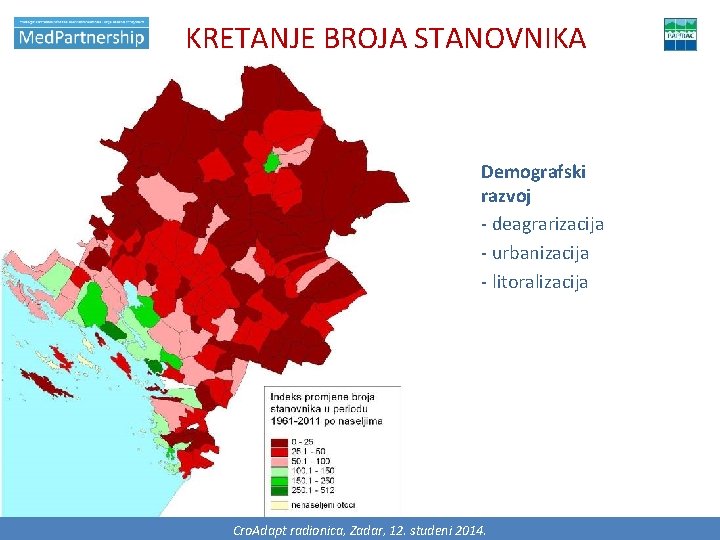 KRETANJE BROJA STANOVNIKA Demografski razvoj - deagrarizacija - urbanizacija - litoralizacija radionica, Zadar, studeni