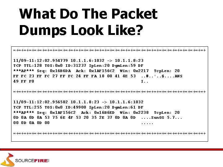 What Do The Packet Dumps Look Like? =+=+=+=+=+=+=+=+=+=+=+=+=+=+=+=+=+=+=+ 11/09 -11: 12: 02. 954779 10.