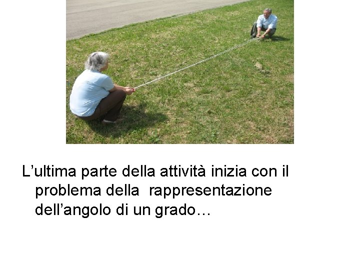 L’ultima parte della attività inizia con il problema della rappresentazione dell’angolo di un grado…