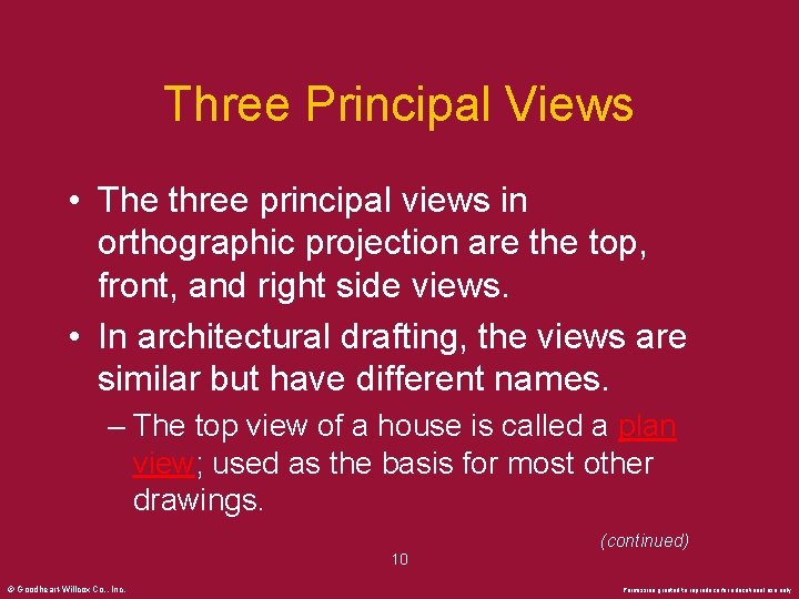 Three Principal Views • The three principal views in orthographic projection are the top,