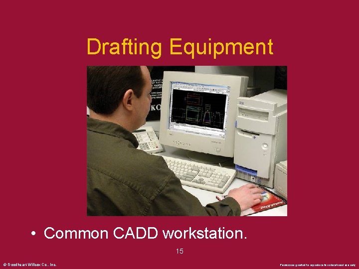 Drafting Equipment • Common CADD workstation. 15 © Goodheart-Willcox Co. , Inc. Permission granted