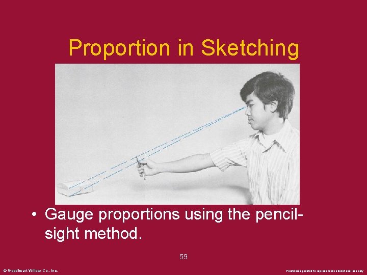 Proportion in Sketching • Gauge proportions using the pencilsight method. 59 © Goodheart-Willcox Co.