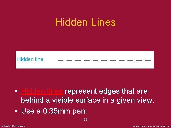 Hidden Lines • Hidden lines represent edges that are behind a visible surface in