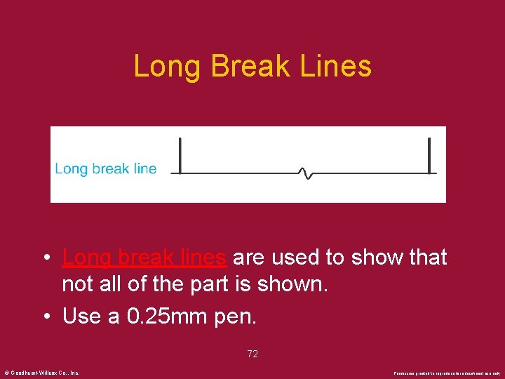 Long Break Lines • Long break lines are used to show that not all