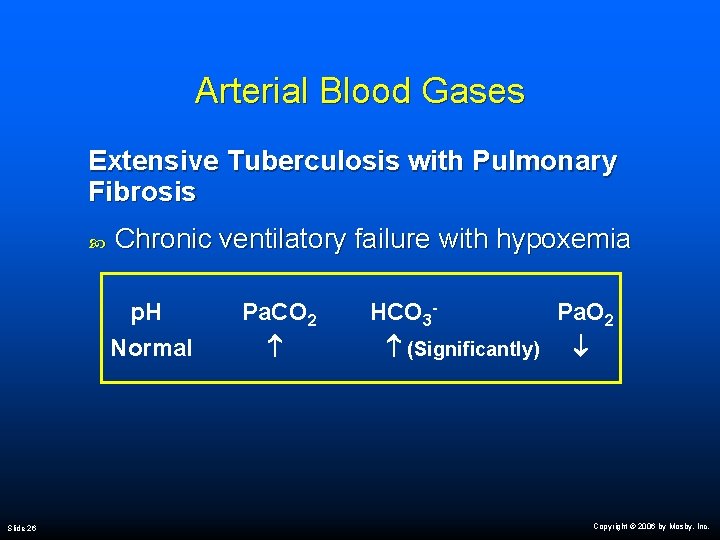 Arterial Blood Gases Extensive Tuberculosis with Pulmonary Fibrosis Chronic ventilatory failure with hypoxemia p.