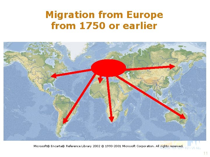 Migration from Europe from 1750 or earlier Microsoft® Encarta® Reference Library 2002 © 1993