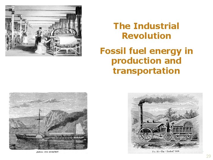 The Industrial Revolution Fossil fuel energy in production and transportation 29 