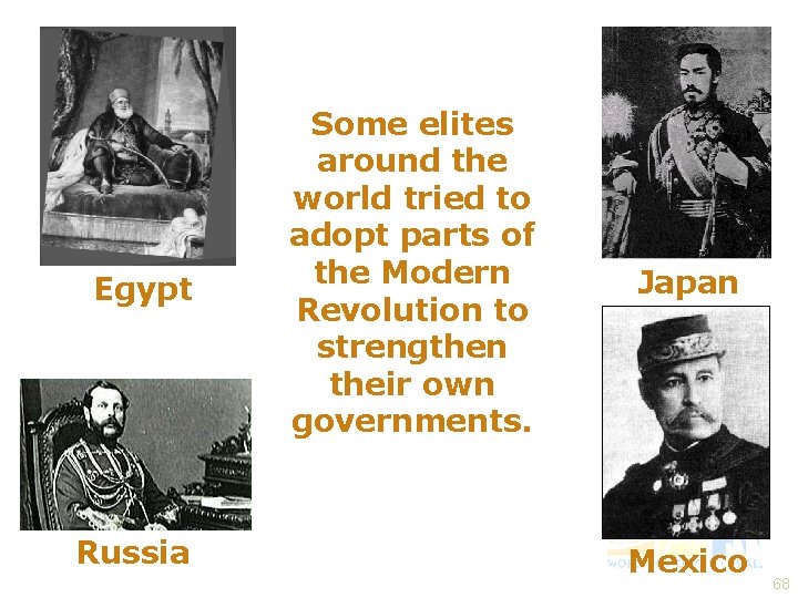 Egypt Russia Some elites around the world tried to adopt parts of the Modern