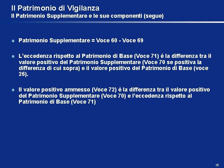 Il Patrimonio di Vigilanza Il Patrimonio Supplementare e le sue componenti (segue) Patrimonio Supplementare