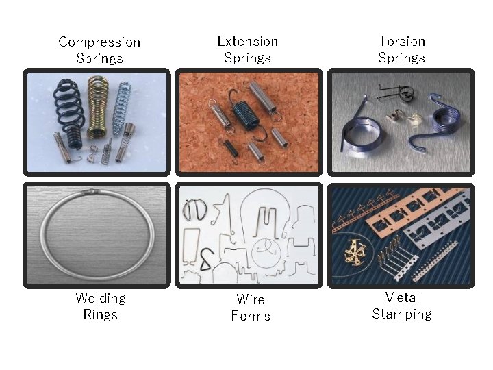 Compression Springs Extension Springs Torsion Springs Welding Rings Wire Forms Metal Stamping 