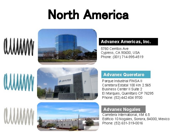 North America Advanex Americas, Inc. 5780 Cerritos Ave Cypress, CA 90630, USA Phone: (001)