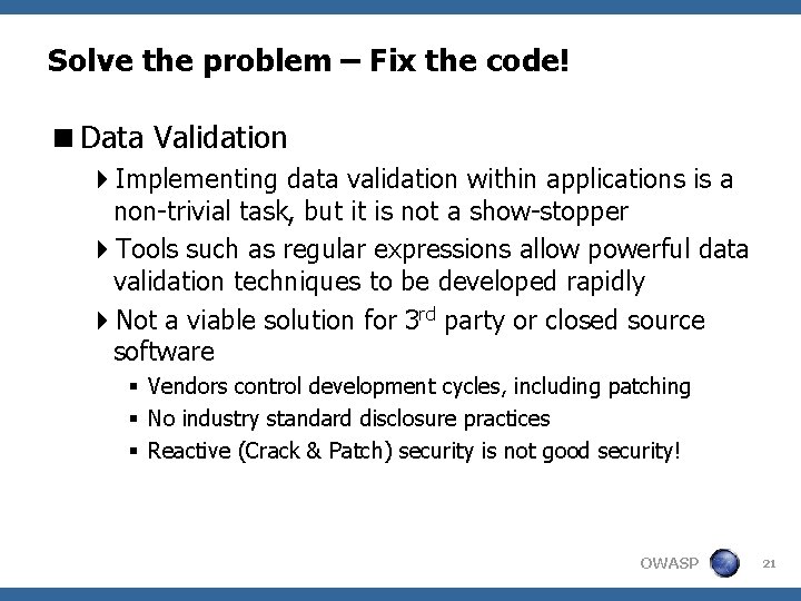 Solve the problem – Fix the code! <Data Validation 4 Implementing data validation within