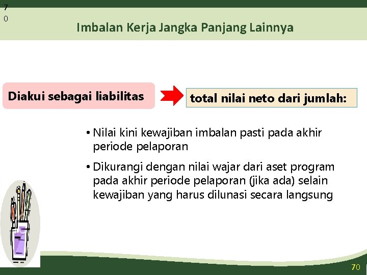 7 0 Imbalan Kerja Jangka Panjang Lainnya Diakui sebagai liabilitas total nilai neto dari