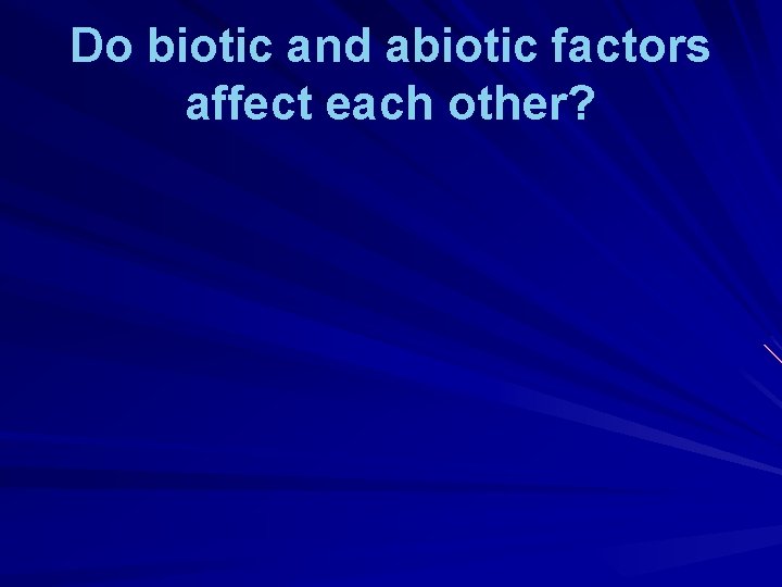 Do biotic and abiotic factors affect each other? 