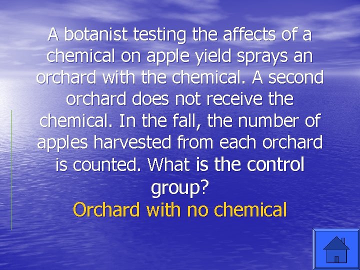 A botanist testing the affects of a chemical on apple yield sprays an orchard