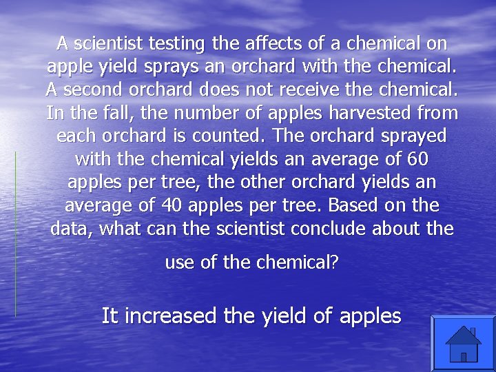 A scientist testing the affects of a chemical on apple yield sprays an orchard