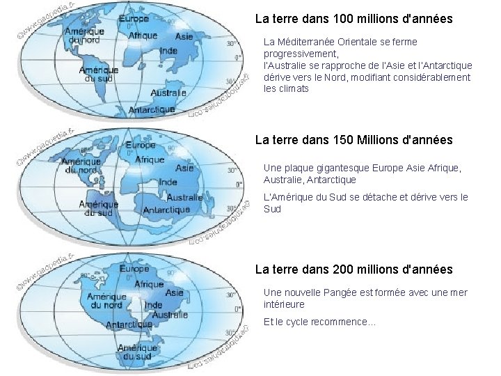 La terre dans 100 millions d'années La Méditerranée Orientale se ferme progressivement, l’Australie se