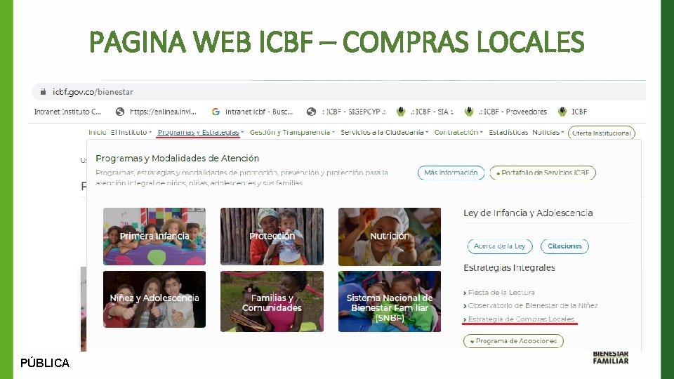 PAGINA WEB ICBF – COMPRAS LOCALES PÚBLICA 
