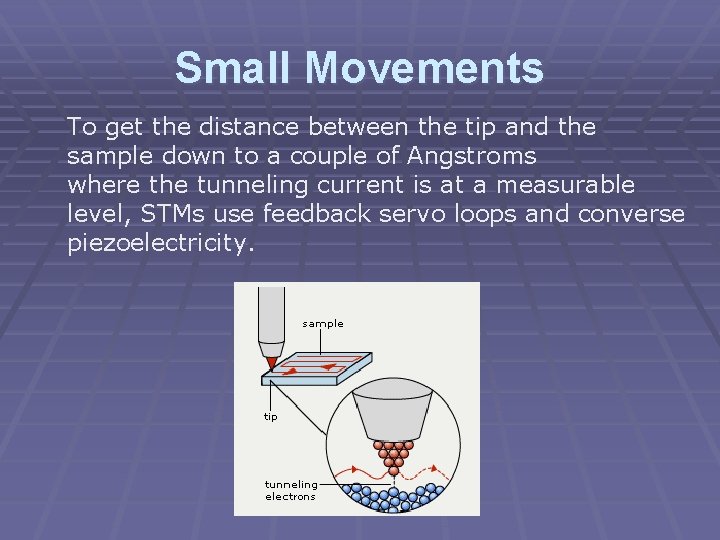 Small Movements To get the distance between the tip and the sample down to