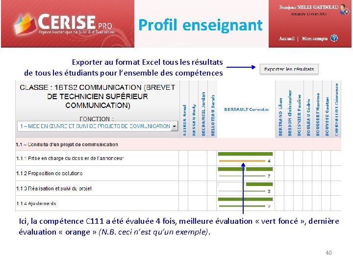 Profil enseignant Exporter au format Excel tous les résultats de tous les étudiants pour